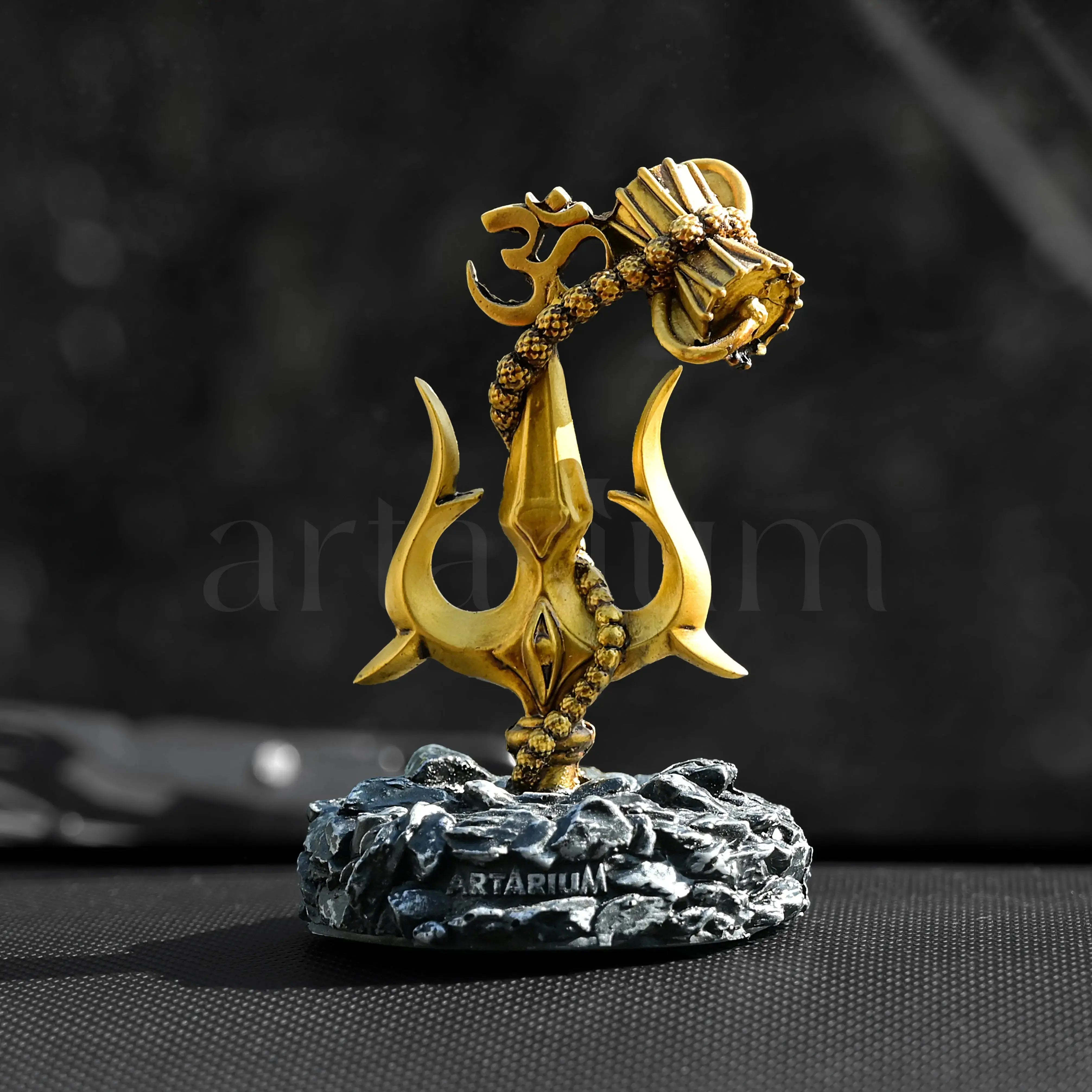 Lord Shiva Trishul With Damru Car Dashboard theartarium